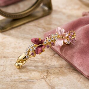 Pink enamel butterfly barrette hair clip