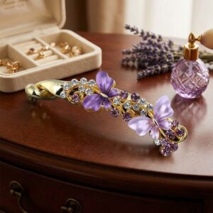 Violet enamel butterfly barrette hair clip