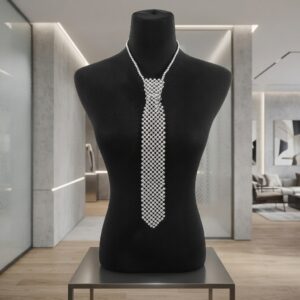 Silver-tone beaded tie necklace