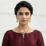 Gold-tone aqua blue necklace set with cubic zirconia, bird motif drop, aqua-coloured stones and matching drop earrings