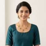 floral charm necklace set with pearl-style drops and hook earrings