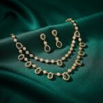 double layer teardrop necklace set with matching drop earrings
