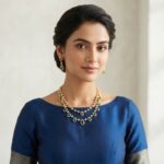 double layer teardrop necklace set with matching drop earrings