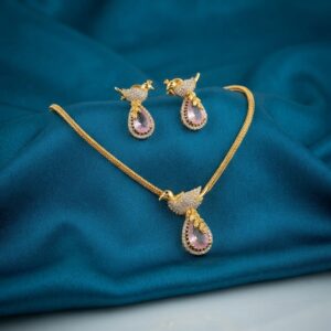 bird pendant necklace set with matching bird stud earrings