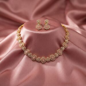starburst short necklace set with kundan-style triangles and matching earrings