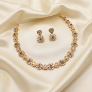 starburst short necklace set with kundan-style triangles and matching earrings
