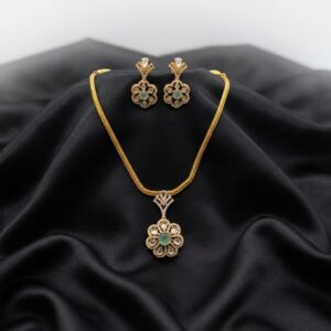 flower pendant necklace set with matching floral drop earrings