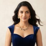 heart choker necklace set with American diamond-style halos and matching heart drop earrings