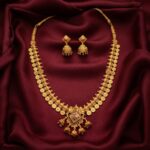 Indian coin necklace set with elephant pendant and matching jhumka