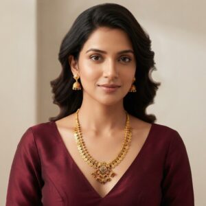 Indian coin necklace set with elephant pendant and matching jhumka