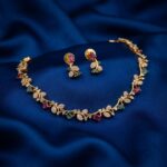 vine leaf necklace set with AD-style leaves and matching drop earrings