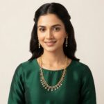 Gold-tone fringe long necklace set with cubic zirconia loop motifs, flower charm drops and matching drop earrings