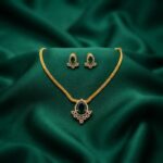 teardrop pendant necklace set with American diamond-style halo and matching stud earrings