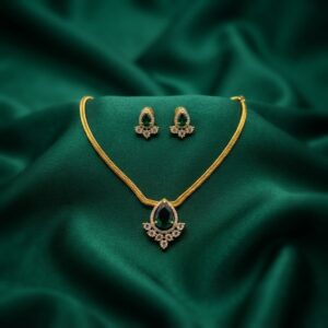 teardrop pendant necklace set with American diamond-style halo and matching stud earrings