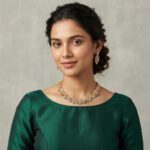 Clear gold-tone AD leaf necklace set with sparkling leaf clusters and matching drop earrings