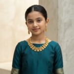 Multicolour antique gold-tone South Indian collar necklace set with pearl-style tops and matching drop earrings