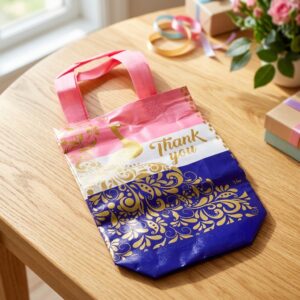 thank you gift bag with script lettering