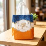 thank you gift bag with script lettering
