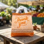 thank you gift bag with script lettering