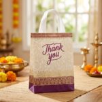 thank you gift bag with script lettering
