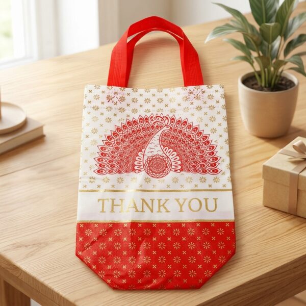thank you gift bag with script lettering
